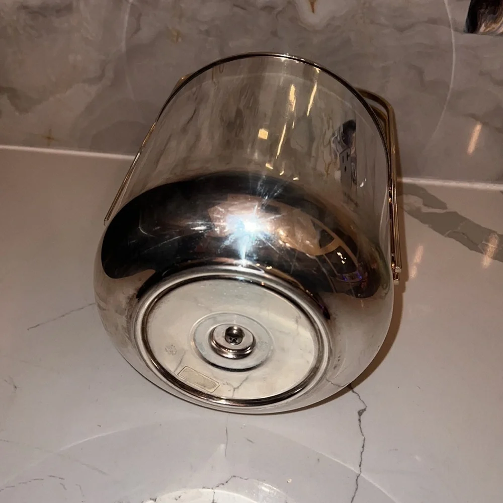 Vintage Maestri Argente Silver and brass ice bucket made in Italy